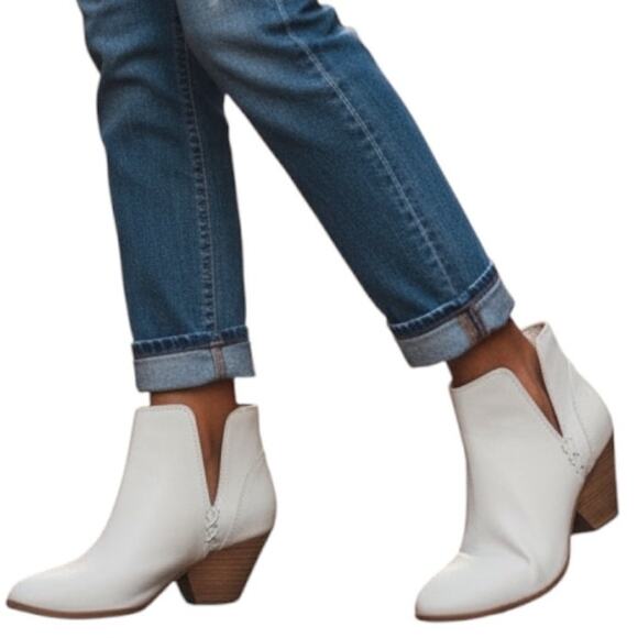 Frye Reina Cut Out White Ankle Boots 70345 Women's Size 9.5 - Picture 2 of 11
